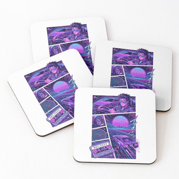 Item preview, Retro Synthwave Anime Driver 80s Cyber Outrun Sports Car Manga Panel designed and sold by mood-draftsman.