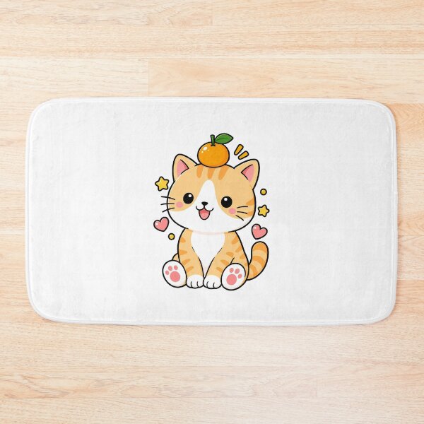 Item preview, Cute Orange Tabby Cat with Orange Fruit Kawaii Kitty designed and sold by NoopnyangStudio.