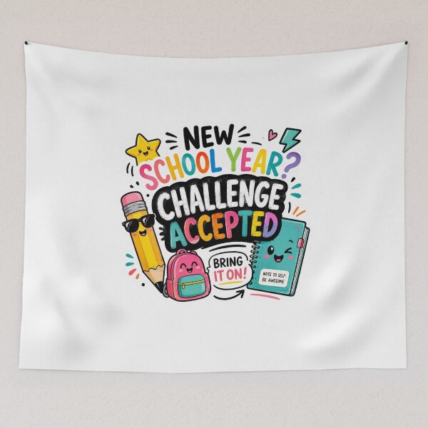 Item preview, New School Year Challenge Accepted Cute Colorful Back to School Design designed and sold by GusiaTreasures.