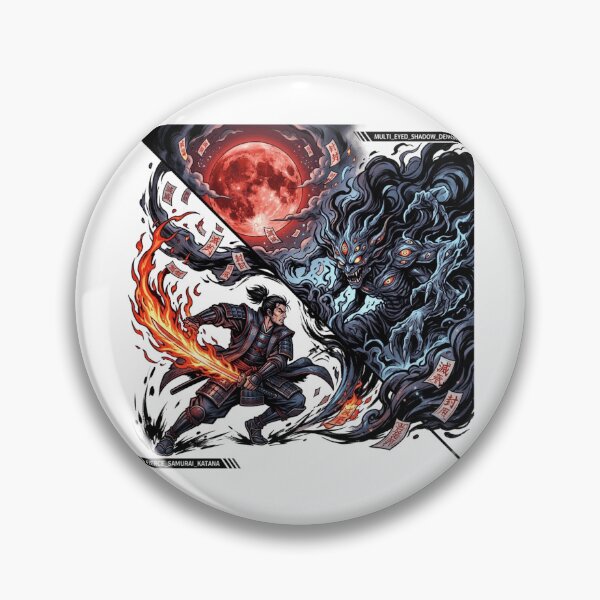Item preview, Samurai Flame Katana vs Shadow Demon Blood Moon Anime Manga designed and sold by mood-draftsman.