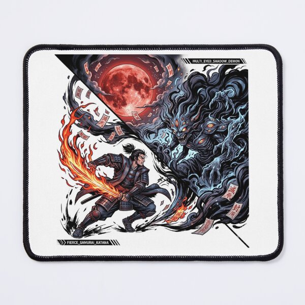 Item preview, Samurai Flame Katana vs Shadow Demon Blood Moon Anime Manga designed and sold by mood-draftsman.