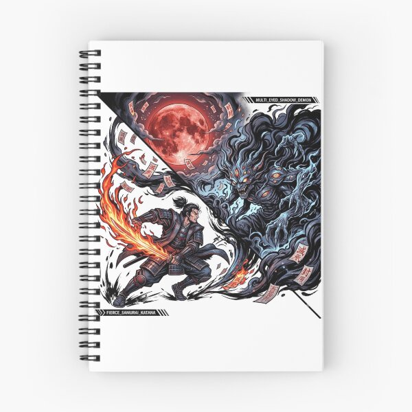 Item preview, Samurai Flame Katana vs Shadow Demon Blood Moon Anime Manga designed and sold by mood-draftsman.