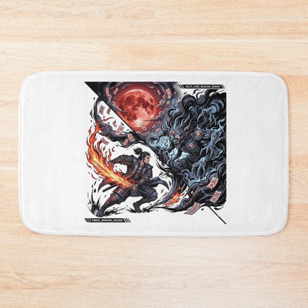 Item preview, Samurai Flame Katana vs Shadow Demon Blood Moon Anime Manga designed and sold by mood-draftsman.