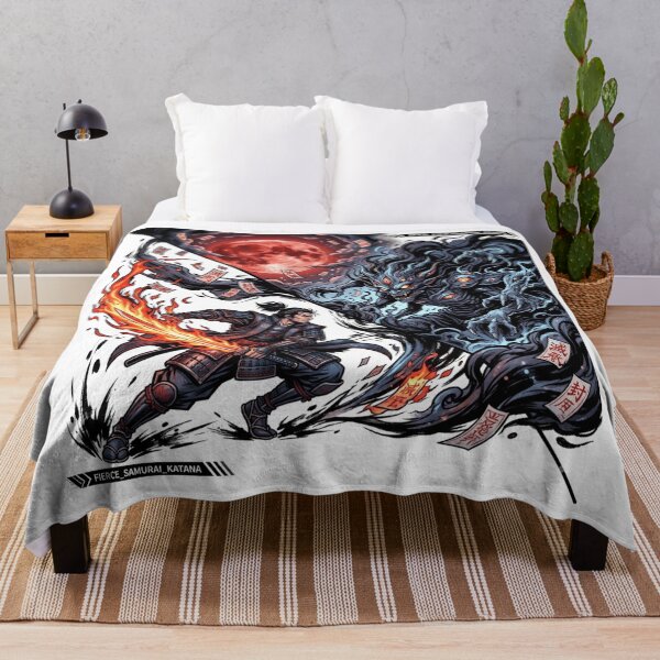 Item preview, Samurai Flame Katana vs Shadow Demon Blood Moon Anime Manga designed and sold by mood-draftsman.