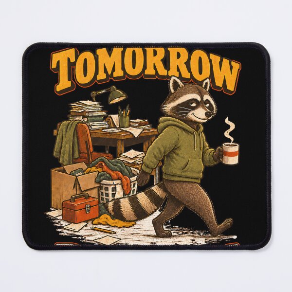 Item preview, This Seems Like a Tomorrow Problem – Funny Raccoon Procrastination Humor designed and sold by Ajdaprint.