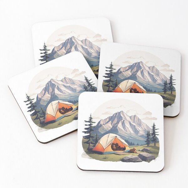 Item preview, Cozy Bear Tent Camping Mountain Badge designed and sold by No Talk Studio .