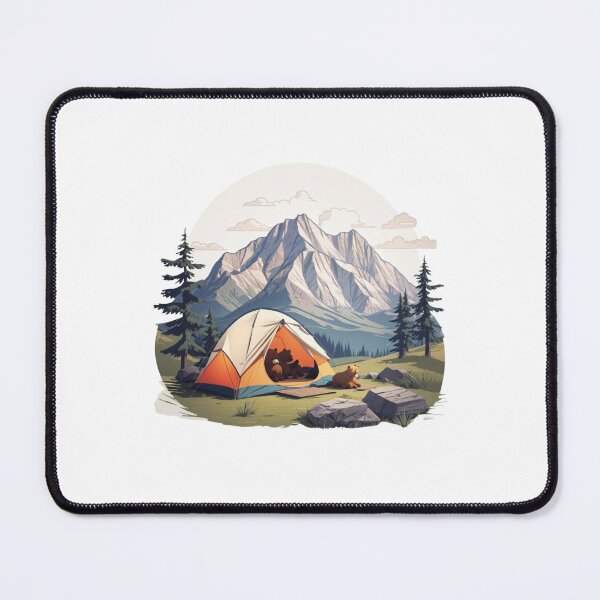 Item preview, Cozy Bear Tent Camping Mountain Badge designed and sold by No Talk Studio .