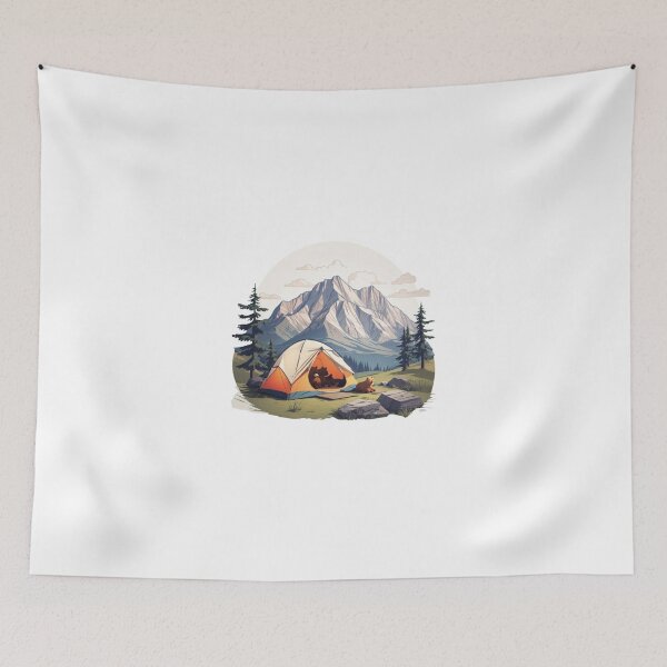 Item preview, Cozy Bear Tent Camping Mountain Badge designed and sold by No Talk Studio .