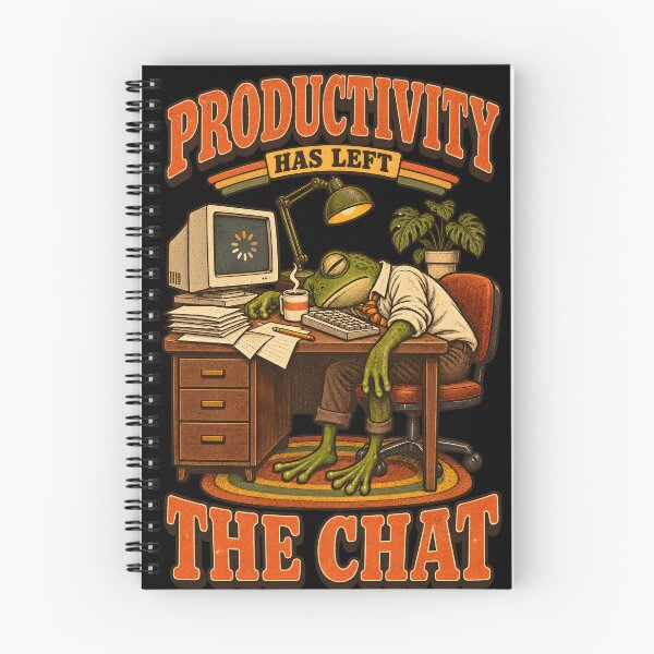 Item preview, Productivity Has Left the Chat – Funny Tired Frog Office Humor designed and sold by Ajdaprint.