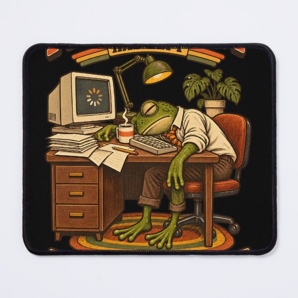 Item preview, Productivity Has Left the Chat – Funny Tired Frog Office Humor designed and sold by Ajdaprint.