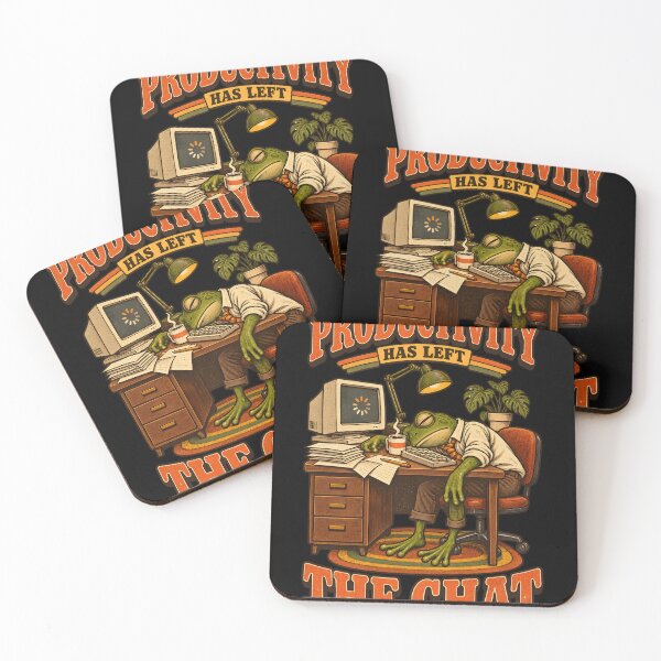 Item preview, Productivity Has Left the Chat – Funny Tired Frog Office Humor designed and sold by Ajdaprint.