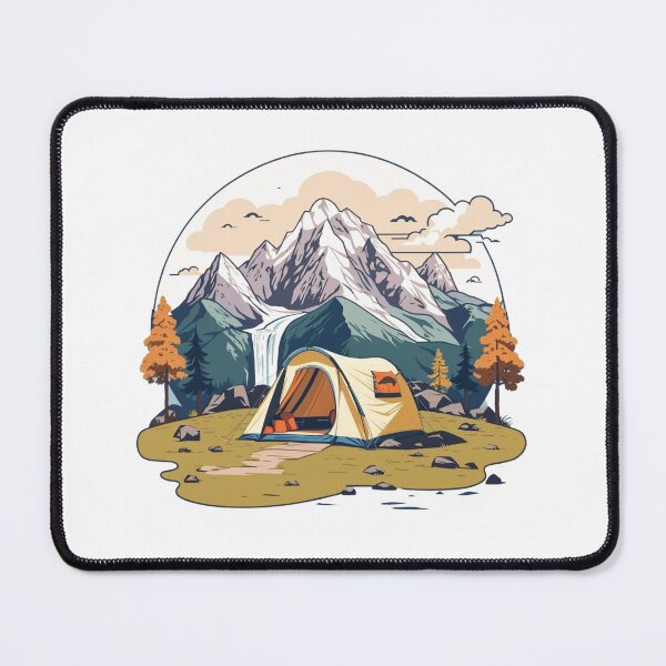 Item preview, Mountain Waterfall Camping Tent Badge designed and sold by No Talk Studio .