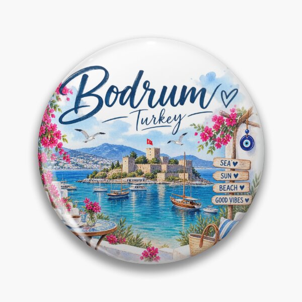 Item preview, Bodrum Turkey Mediterranean Sea, Sun & Good Vibes Watercolor designed and sold by GusiaTreasures.