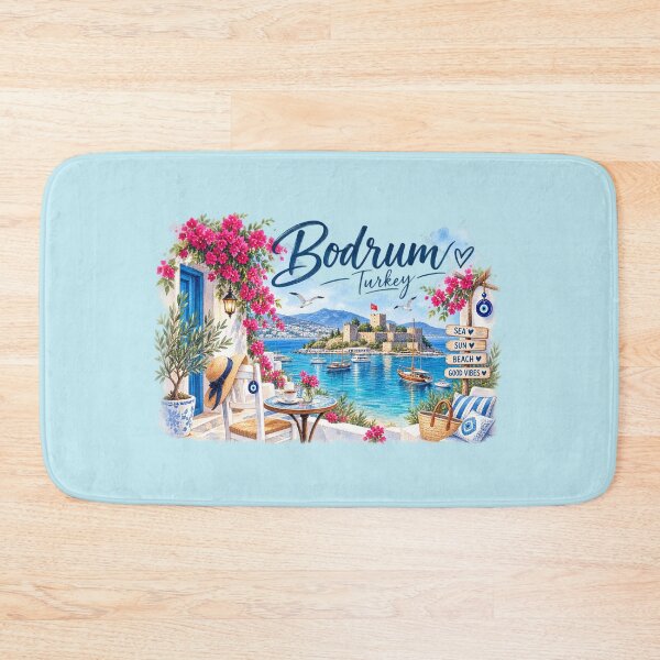 Item preview, Bodrum Turkey Mediterranean Sea, Sun & Good Vibes Watercolor designed and sold by GusiaTreasures.