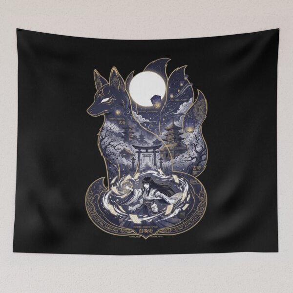 Item preview, Nine Tailed Kitsune Spirit Shrine Maiden Miko Japanese Folklore Anime designed and sold by mood-draftsman.