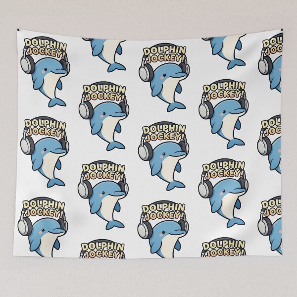 Item preview, Funny Cute Kawaii Cartoon Music DJ Style Dolphin with Earphones DOLPHIN JOCKEY! designed and sold by Giulivo Store Graphic.