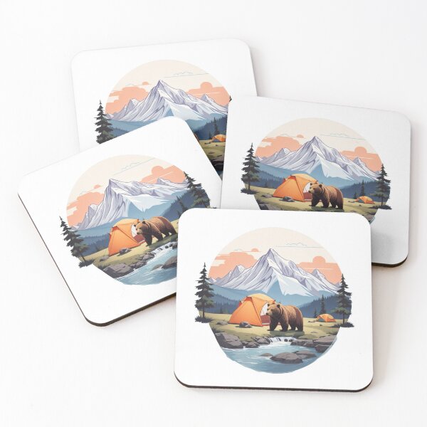 Item preview, Bear Walking Creek Mountain Camping Badge designed and sold by No Talk Studio .