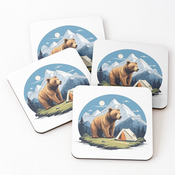 Item preview, Big Grizzly Bear Mountain Camping Badge designed and sold by No Talk Studio .