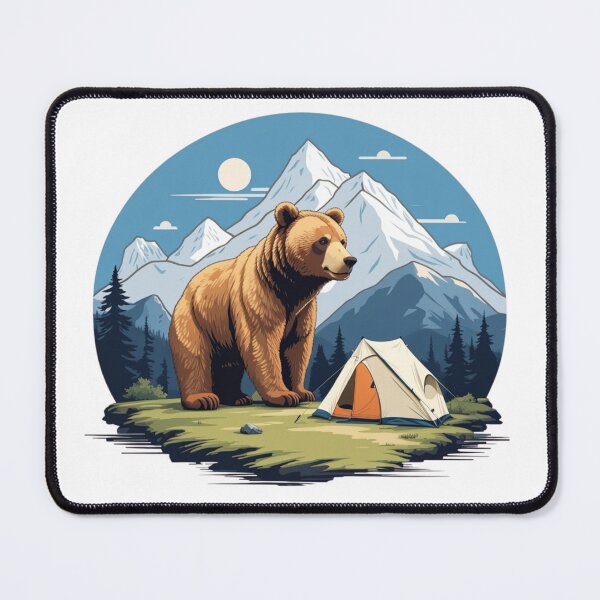 Item preview, Big Grizzly Bear Mountain Camping Badge designed and sold by No Talk Studio .