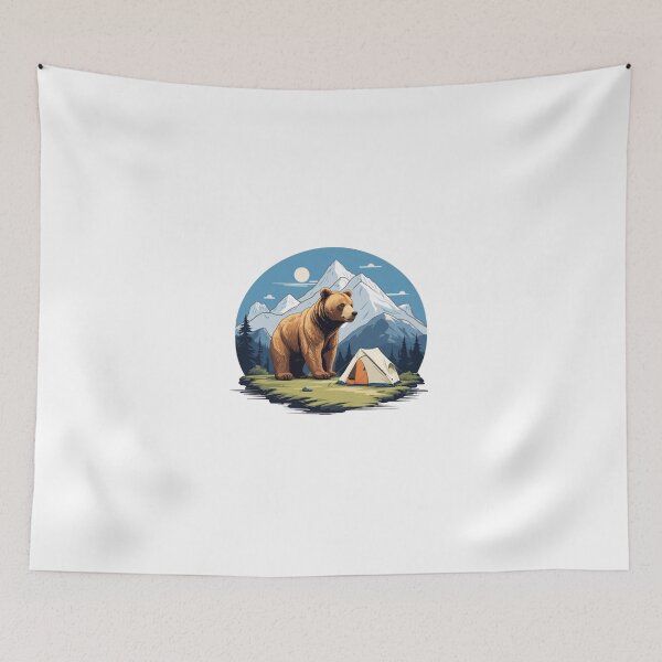 Item preview, Big Grizzly Bear Mountain Camping Badge designed and sold by No Talk Studio .