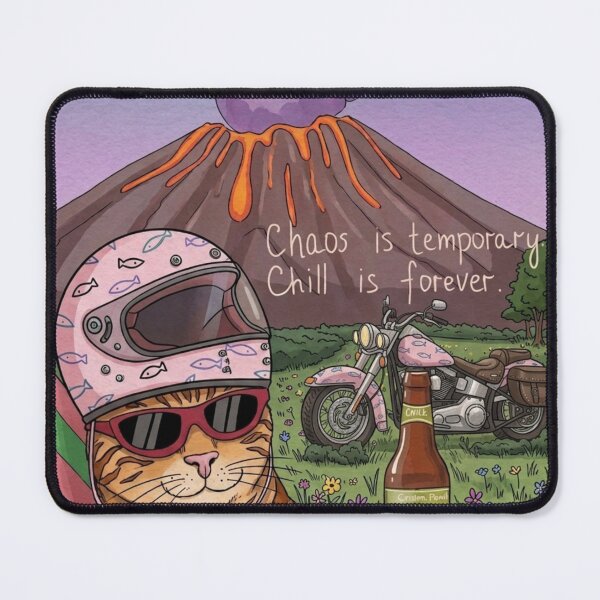 Item preview, Volcano Side Chill: The Biker Cat of Chaos designed and sold by Madame-Verny.