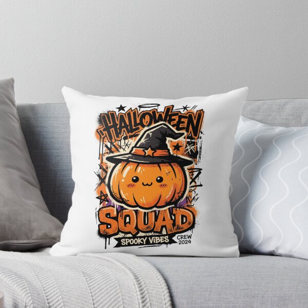 Item preview, Halloween Squad Kawaii Pumpkin with Witch Hat Spooky Vibes Crew designed and sold by DarylWelsh2024.
