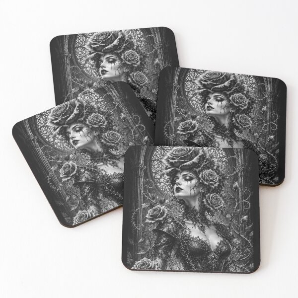 Item preview, Gothic rose personified in black and white designed and sold by Axokris.