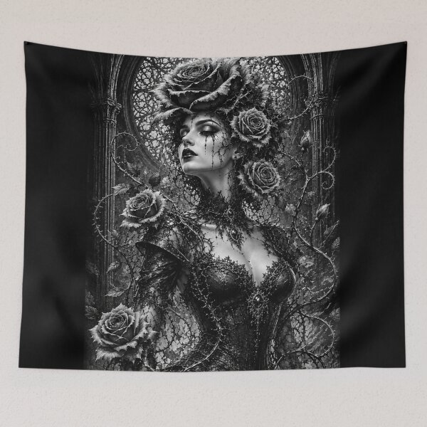 Item preview, Gothic rose personified in black and white designed and sold by Axokris.