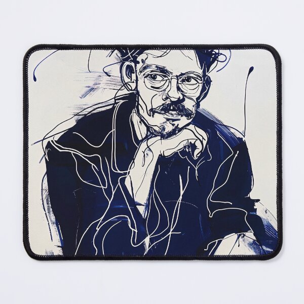 Item preview, Danish man, portrait - Blue Abstract Art designed and sold by shadow-bloom.