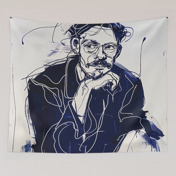 Item preview, Danish man, portrait - Blue Abstract Art designed and sold by shadow-bloom.
