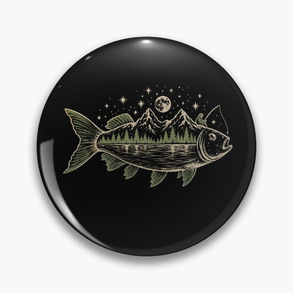 Item preview, Vintage Fishing Fish Mountain Lake Wilderness Retro designed and sold by Moizento.