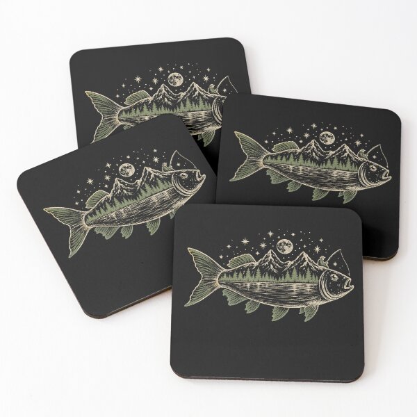 Item preview, Vintage Fishing Fish Mountain Lake Wilderness Retro designed and sold by Moizento.