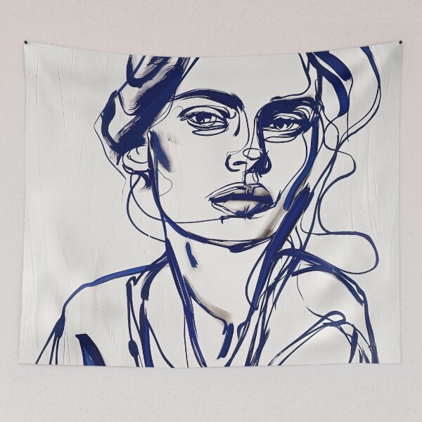 Item preview, Danish woman - Blue Abstract Art designed and sold by shadow-bloom.