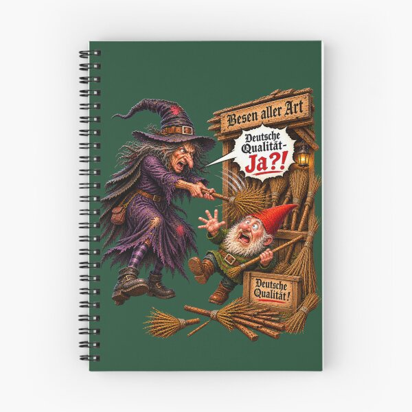 Item preview, Angry Witch vs Gnome Broom Seller – "Deutsche Qualität?!" designed and sold by Alpine-Ink.