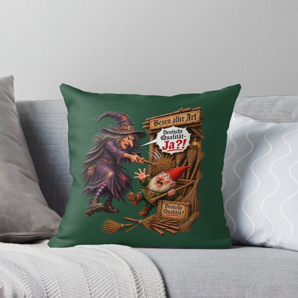 Item preview, Angry Witch vs Gnome Broom Seller – "Deutsche Qualität?!" designed and sold by Alpine-Ink.