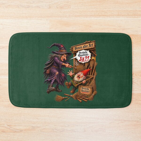 Item preview, Angry Witch vs Gnome Broom Seller – "Deutsche Qualität?!" designed and sold by Alpine-Ink.