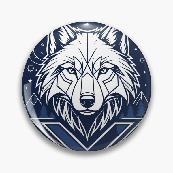 Item preview, Navy Wolf Badge | Geometric Animal Design designed and sold by Softlife by Harvir.