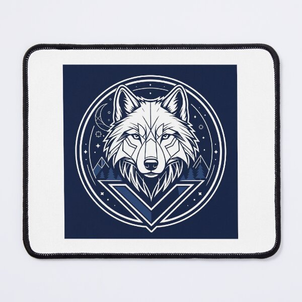 Item preview, Navy Wolf Badge | Geometric Animal Design designed and sold by Softlife by Harvir.