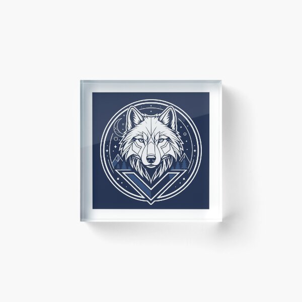 Item preview, Navy Wolf Badge | Geometric Animal Design designed and sold by Softlife by Harvir.