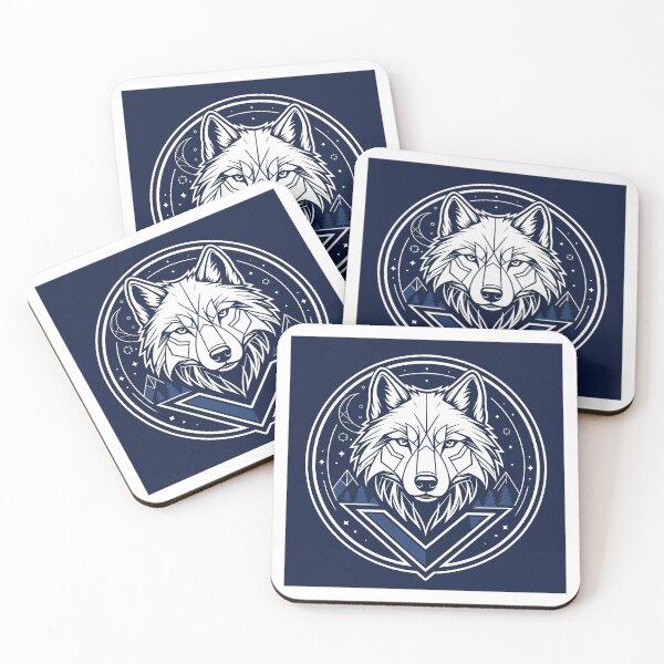 Item preview, Navy Wolf Badge | Geometric Animal Design designed and sold by Softlife by Harvir.