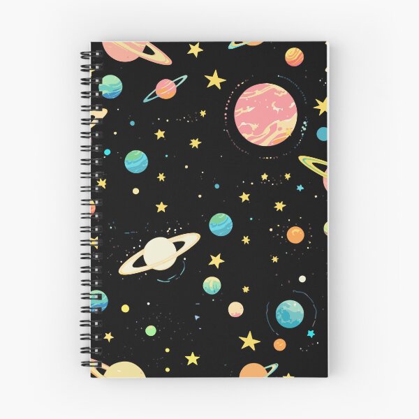 Item preview, Colorful Outer Space Seamless Pattern, Pastel Galaxy Digital Paper, Cute Ringed Planets & Stars Fabric Design designed and sold by ByKaleido.