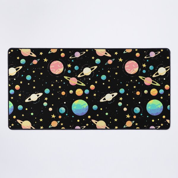 Item preview, Colorful Outer Space Seamless Pattern, Pastel Galaxy Digital Paper, Cute Ringed Planets & Stars Fabric Design designed and sold by ByKaleido.