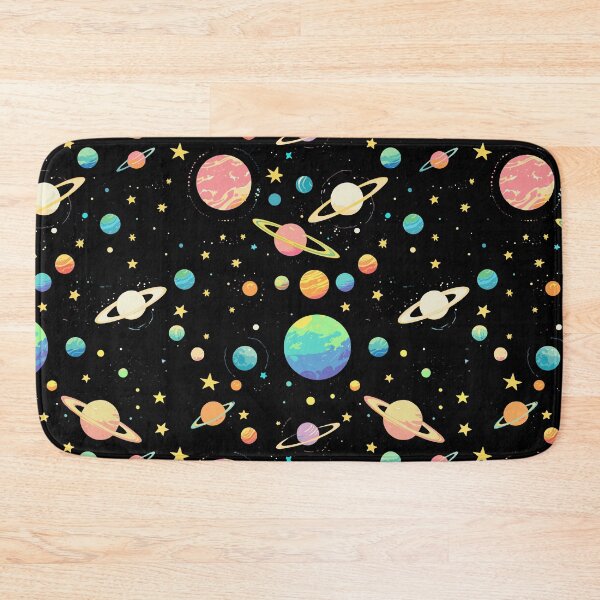 Item preview, Colorful Outer Space Seamless Pattern, Pastel Galaxy Digital Paper, Cute Ringed Planets & Stars Fabric Design designed and sold by ByKaleido.