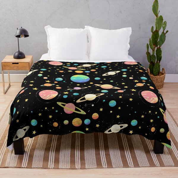 Item preview, Colorful Outer Space Seamless Pattern, Pastel Galaxy Digital Paper, Cute Ringed Planets & Stars Fabric Design designed and sold by ByKaleido.
