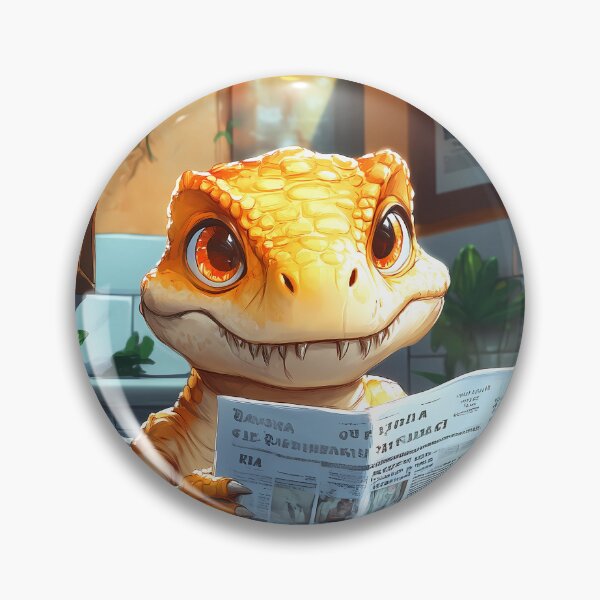 Item preview, T Rex Dinosaur Newspaper Bathroom Kawaii Orange Reptile Reader designed and sold by mildaclairmo.