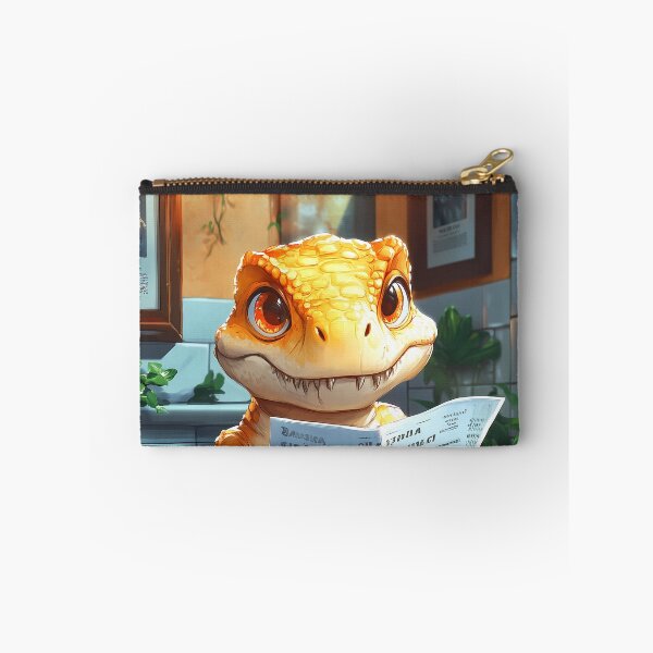 Item preview, T Rex Dinosaur Newspaper Bathroom Kawaii Orange Reptile Reader designed and sold by mildaclairmo.