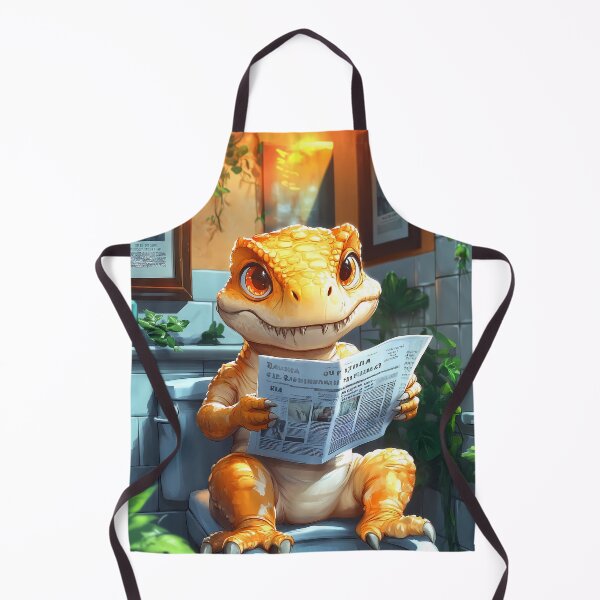 Item preview, T Rex Dinosaur Newspaper Bathroom Kawaii Orange Reptile Reader designed and sold by mildaclairmo.