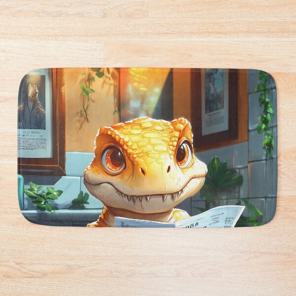 Item preview, T Rex Dinosaur Newspaper Bathroom Kawaii Orange Reptile Reader designed and sold by mildaclairmo.