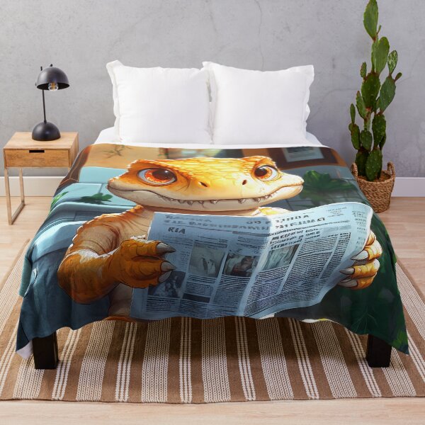 Item preview, T Rex Dinosaur Newspaper Bathroom Kawaii Orange Reptile Reader designed and sold by mildaclairmo.