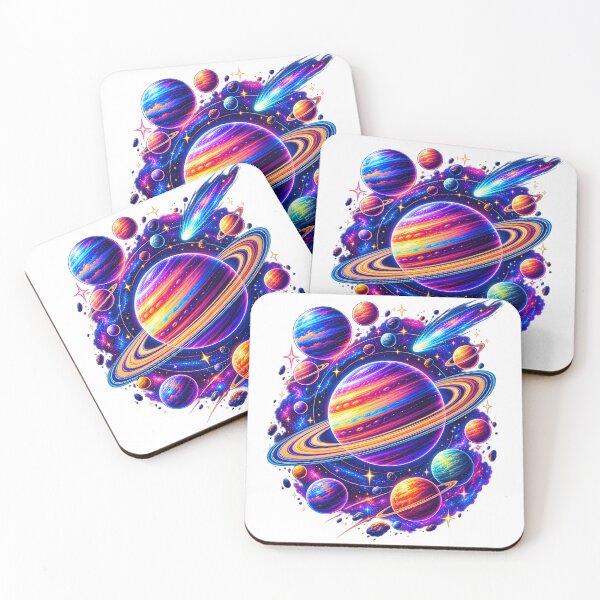 Item preview, Colorful Cosmic Planets and Saturn Galaxy designed and sold by TinyWeird.